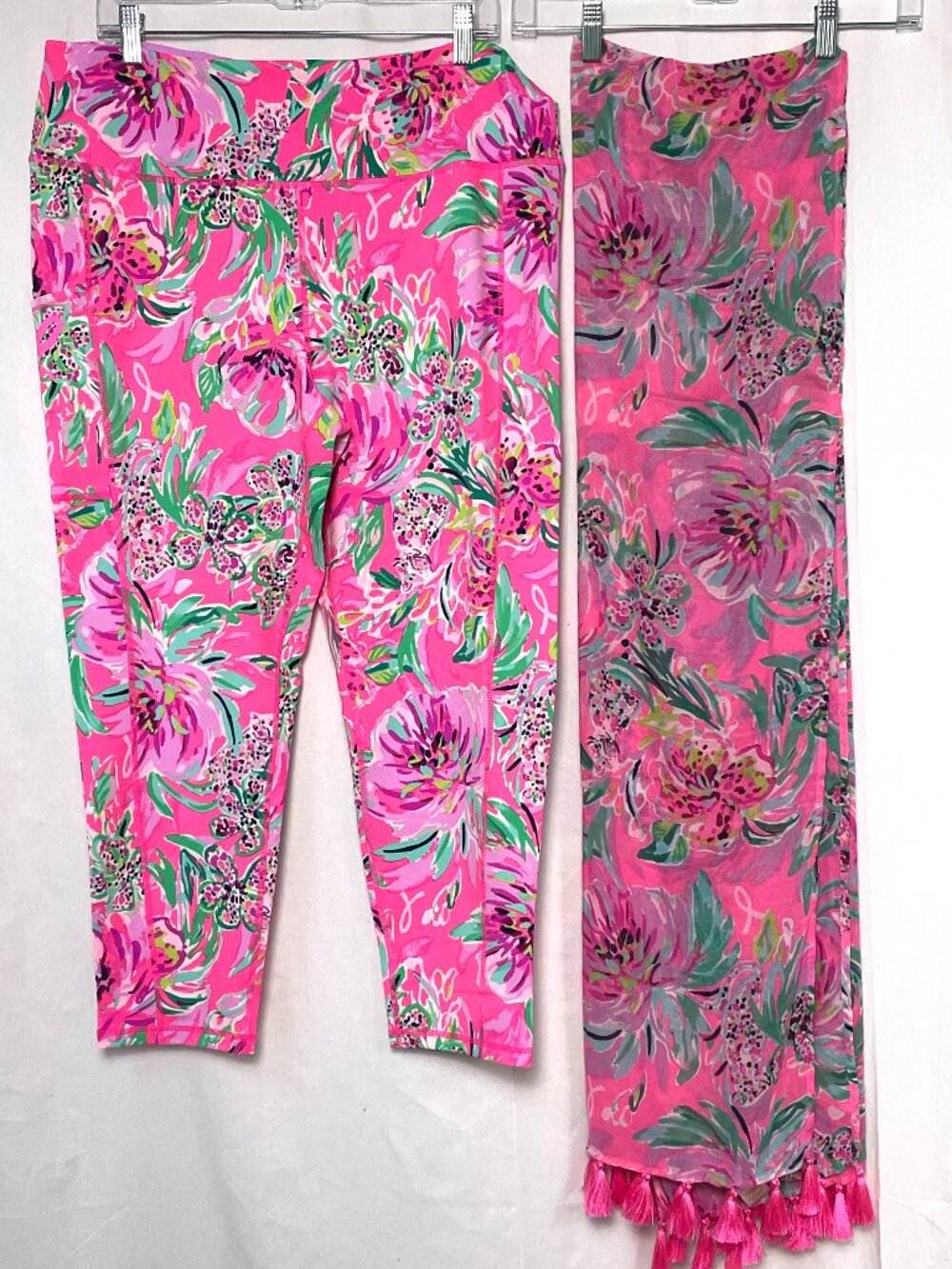 NWT Lilly Pulitzer Cockatoo Pin Paws For A Cause Leggings XXL & Scarf Set